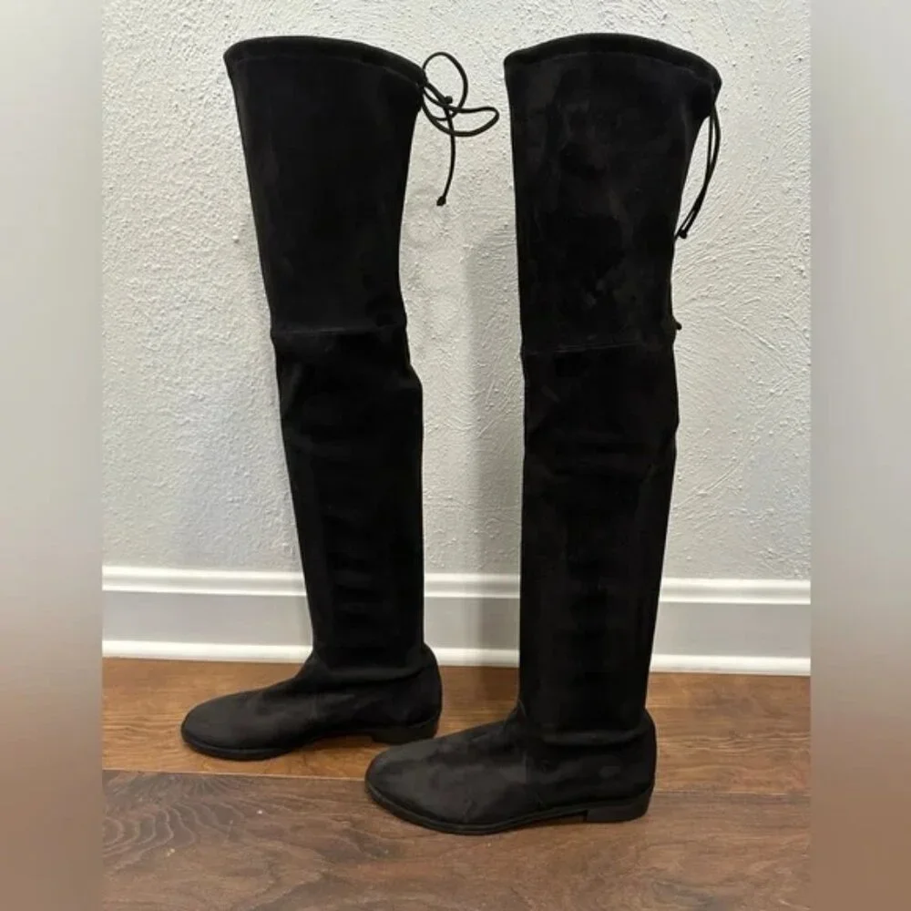 Stuart Weitzman Black Lowland Suede Thigh High Boots size 5